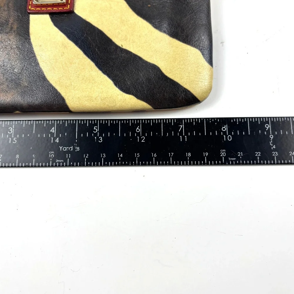 Dooney & Bourke Wristlet Women Small Zebra Tan Red Leather Clutch Bag